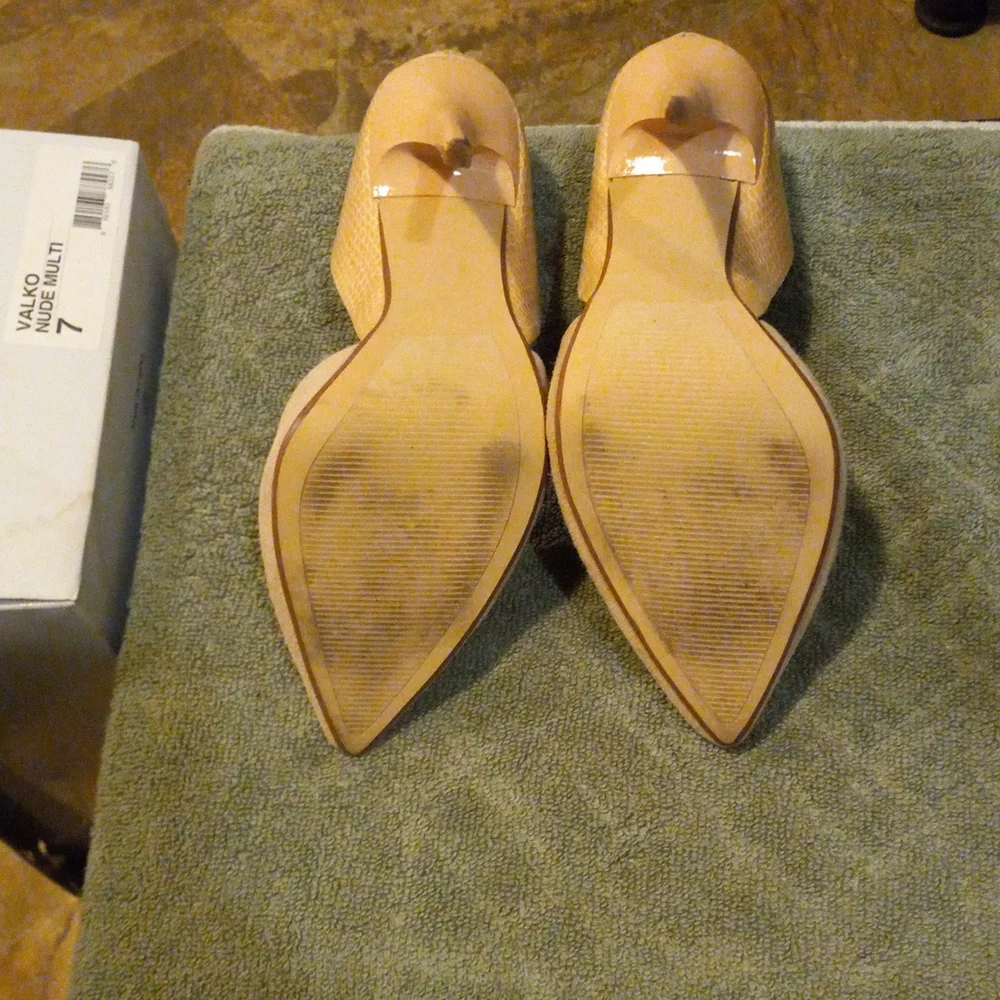 Steve Madden Valko D’Orsay Heels Nude Multi-Color Suede and Snakeskin Size 7 - Picture 8 of 12